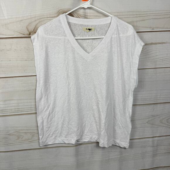 Madewell Eyelet White Relaxed V-Neck Tee Size Small - Picture 4 of 11